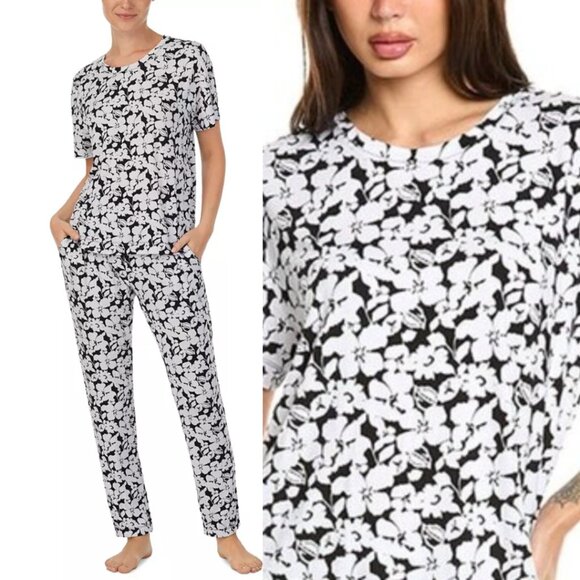 Sanctuary 2-Pc. Pajama Jogger Set Black Floral NWT Sz S/M - Picture 1 of 7
